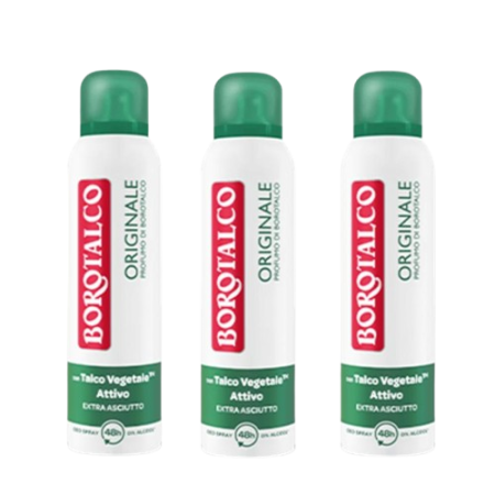 BOROTALCO ROBERTS Deodorant Spray Original 3 x 150ml mit Mikrotalk