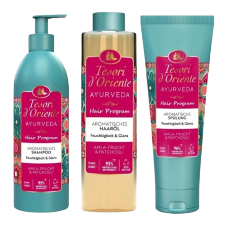 Tesori d´oriente Ayurveda Haarpflegeset 3-teilig Shampoo, Haarspülung, Haaröl